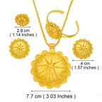 Big Pendant Necklace Earrings Bracelet Rings African Ethiopian Jewelry Sets Eritrean Arabic Wedding Decor
