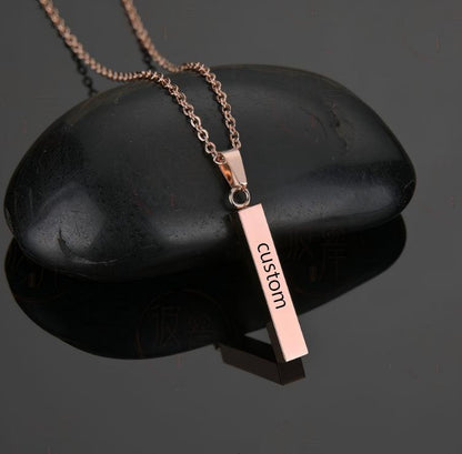Stainless steel polished surface cubic column pendant necklace