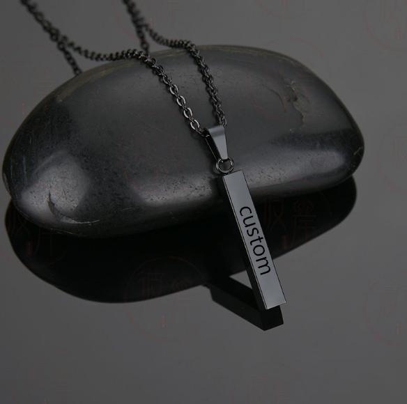 Stainless steel polished surface cubic column pendant necklace