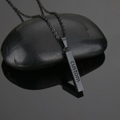 Stainless steel polished surface cubic column pendant necklace
