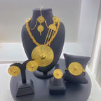 Ethiopian 24k Plated Gold 6PCS Jewelry Set For Woman's African Indian Big Pendant Necklace Wedding Engagement Gifts